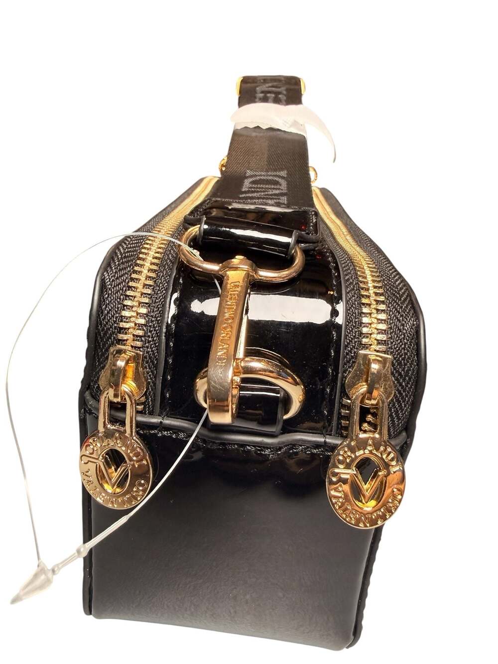 Valentino Orlandi V-3028S Black Patent Leather Studded Crossbody Bag